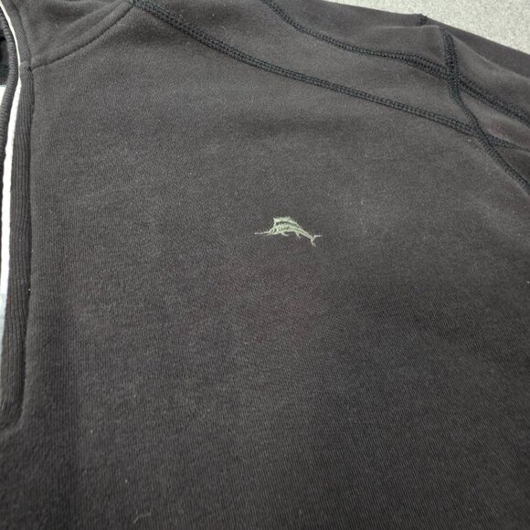 Tommy Bahama Mens XXL 1/4 Zip Pullover Long Sleeve Pima Cotton‎ Black Preppy - Picture 3 of 6